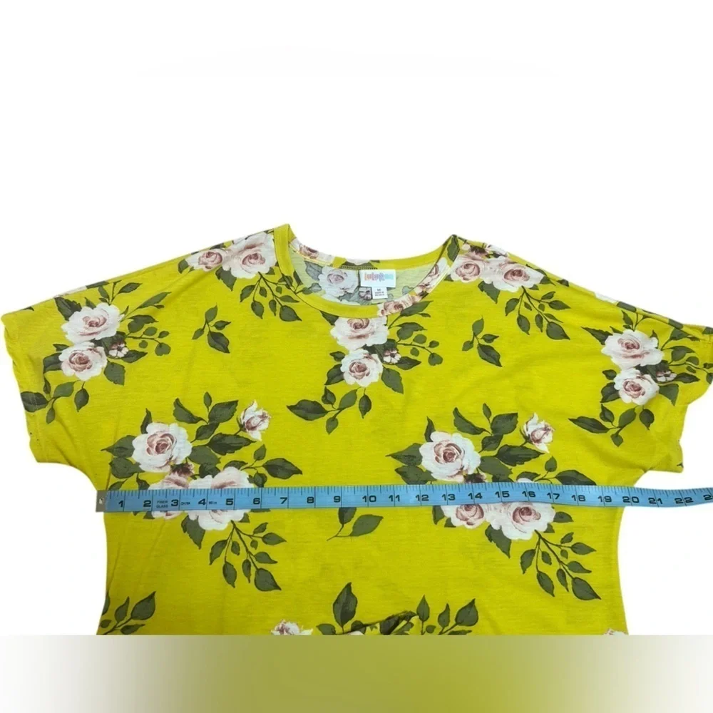 Lularoe Golden Yellow Floral Belted Marly Dress w/ Pockets Womens Size Medium - Picture 8 of 12